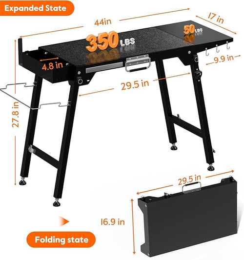 44" L x 17" W Grill Stand for Blackstone Griddle, Folding Grill Table Large Space Fit for 17"/22" Griddle, Ninja and Weber, BBQ Food Prep Table, Portable Outdoor Table for Camping, Tailgating, Outdoor