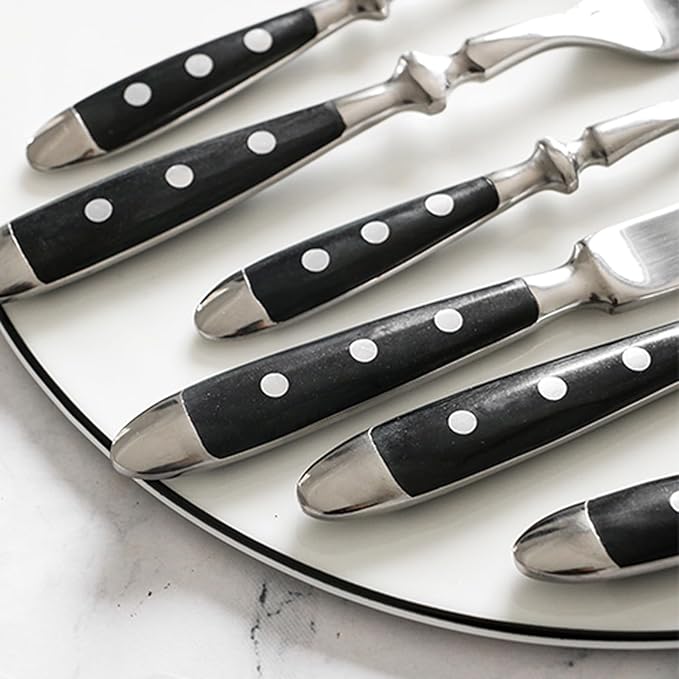 Durable Cutlery Set for 4 with Riveted Handles,Stainless Steel,Dishwasher Safe, Ideal for Camping, Hotels,Home