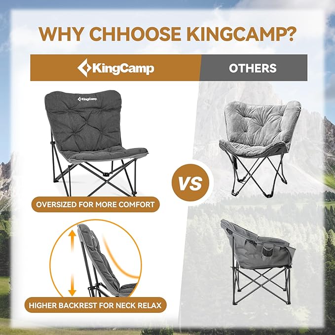 KingCamp Padded Oversized Camping Chair Camping Table Folding Portable Table for Indoor Outdoor Picnic Backyard, 53.5"X27.5"