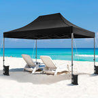 Yaheetech Heavy Duty Pop Up Canopy Tent, 10x15 Commercial Instant Shelter Tent, Outdoor Adjustable Canopy with Wheeled Bag, 4 Sandbags & 8 Stakes, Black