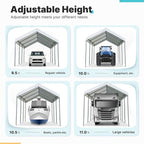 ADVANCE OUTDOOR 10x20 ft Heavy Duty Carport Potable Car Canopy Garage Party Tent Boat Shelter, Adjustable Height from 9.5 ft to 11 ft, White