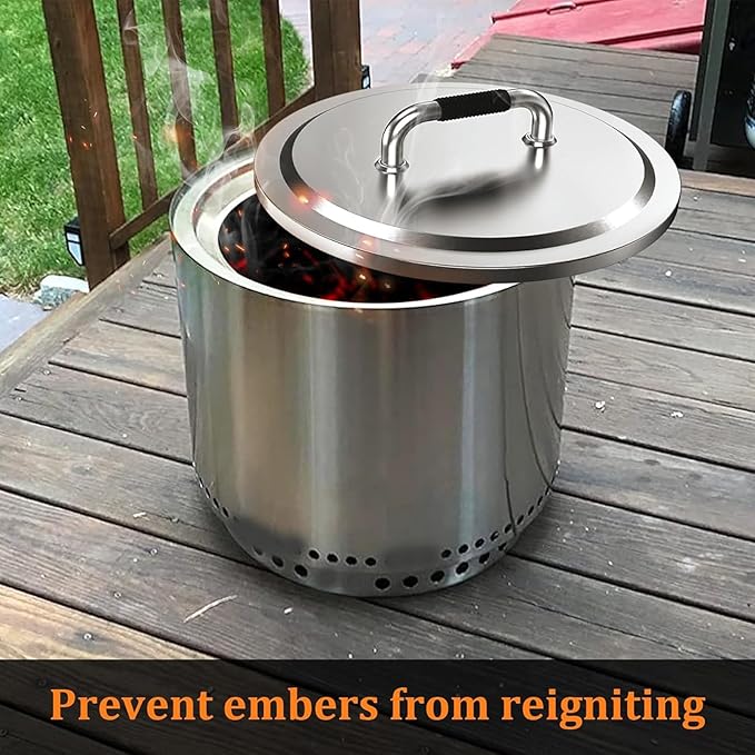 Fire Pit Lid for Solo Stove Bonfire 2.0, 304 Stainless Steel Fire Pits Round Lid with Heat Resistant Handle, Camping for Solo Stove Accessories Bonfire and Other 19.5" Outdoor Firepit