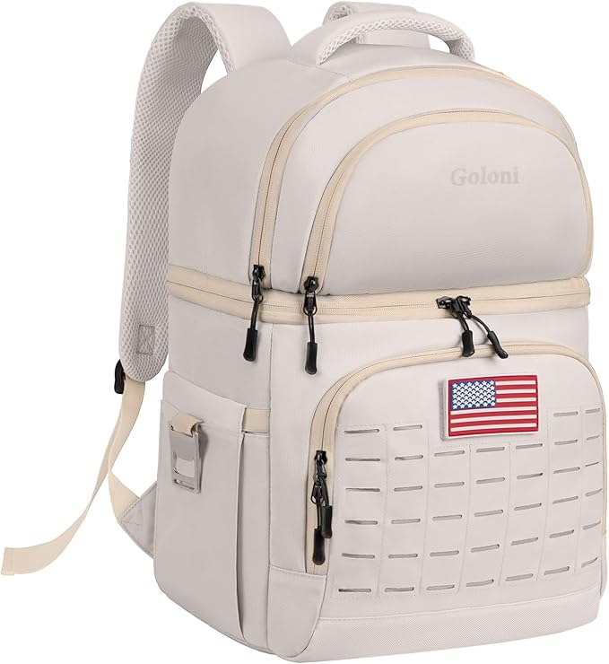 Goloni 40L Insulated Cooler Backpack, Leakproof Lightweight Soft-Sided Cooler with Cooler Compartment