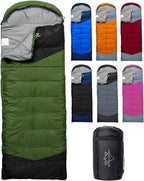 Single Sleeping Bag for Adults Kids 3-Season, Lightweight Waterproof Ripstop, Dual Zipper Bottom Vent, Compression Sack, Portable Camping Hiking Backpacking Gear