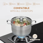 Ohtomber 5 Quart Dutch Pot - Stainless Steel Stock Cooking Induction Pot with Lid for Pasta, Soup, Spaghetti, Nonstick Thick Base Stockpot, Kitchen Cookware for Stew, Simmer, Boiling