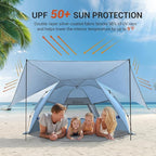 Elegear Beach Tent with Canopy, 1-Second Setup Pop Up Sun Shelter Shade, UPF 50+ UV Protection Silver-Coated Lightweight Portable Beach Cabana