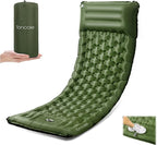 Sleeping Pad, 4.7" Extra-Thick & Ultralight Inflatable Camping Mat with Pillow, Built-in Foot Pump, Compact for Backpacking, Camping, Hiking, Travel —Military Green