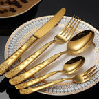 60-piece Silverware Set for 12,304 Stainless Steel Flatware Cutlery Set,Forks Spoons and Knives Set for Home/Camping/Travel,Mirror Finish,Dishwasher Safe(Gold)
