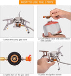 Portable Camping Gas Stove with 1LB Propane Tank Adapter, Foldable Camp Stove Backpacking Stove with Piezo Ignition for Outdoor Hiking Cooking Burner