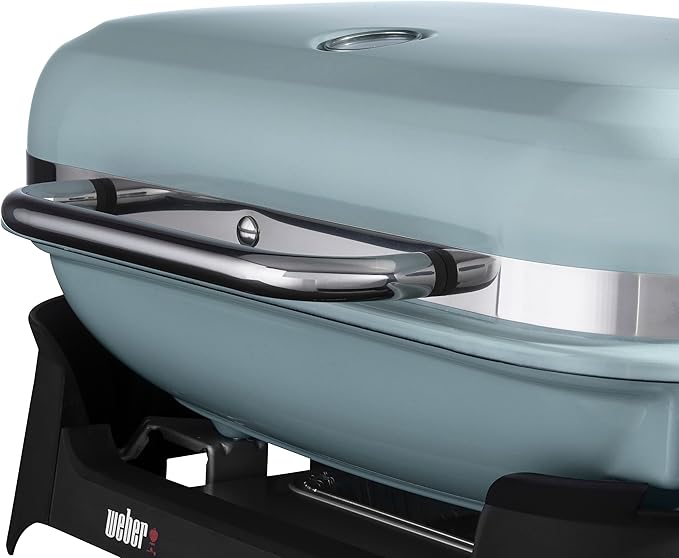 Weber Lumin Portable Outdoor Electric Barbecue Grill for Small Spaces and Travel, Ice Blue
