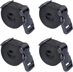 Utility Straps Tie Down Straps with Buckle Quick-Release Adjustable Nylon Camping Sleeping Bag Straps Black 4 Pack (6 feet, Black)