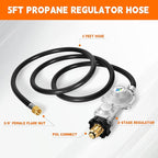 GasSaf 5FT 2 Stage Propane Regulator with Hose, Dual-Stage Propane Regulator for RV, Generator, Camp Stove, Gas Grill, and Heater - CSA Certified