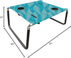 Neso Beach Table - Lightweight, Portable and Foldable Table for Beach, Camping and Outdoor Adventures - Stable Surface - with Cup Holder for Drinks and Phone Pockets - Aqua Fronds