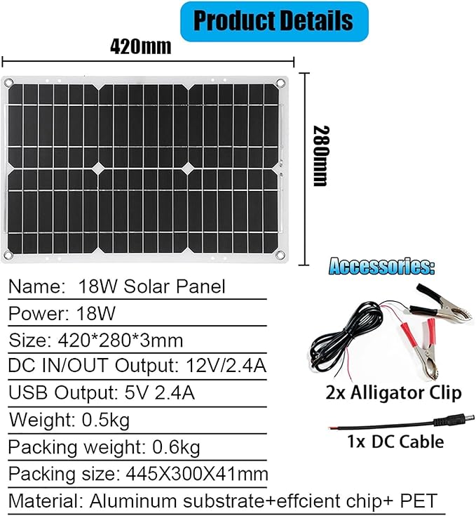 6000W Solar Power System Kit - 12V to 110V/220V Inverter, 18W Dual USB Solar Panel, 30A Charge Controller, Ideal for RV Camping, Off-Grid Outdoor Travel Power Supply (Yellow)