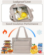 Lunch Box Tote Bag - Versatile Soft Insulated Lunchbox for Women - Lightweight Stylish Simple Lunch Pail Reusable Large Cooler Bag for Adults Work Office Camping Picnic Travel Outdoor Trips Camel 10L