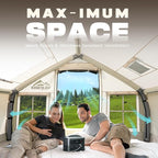 Inflatable Tent with Skylight, Quick Setup Blow Up Tents with Pump, Hot Tent with Stove Jack, Waterproof Oxford Inflatable House for Camping, Air Glamping Tents for Camping Adult 4-6 Person