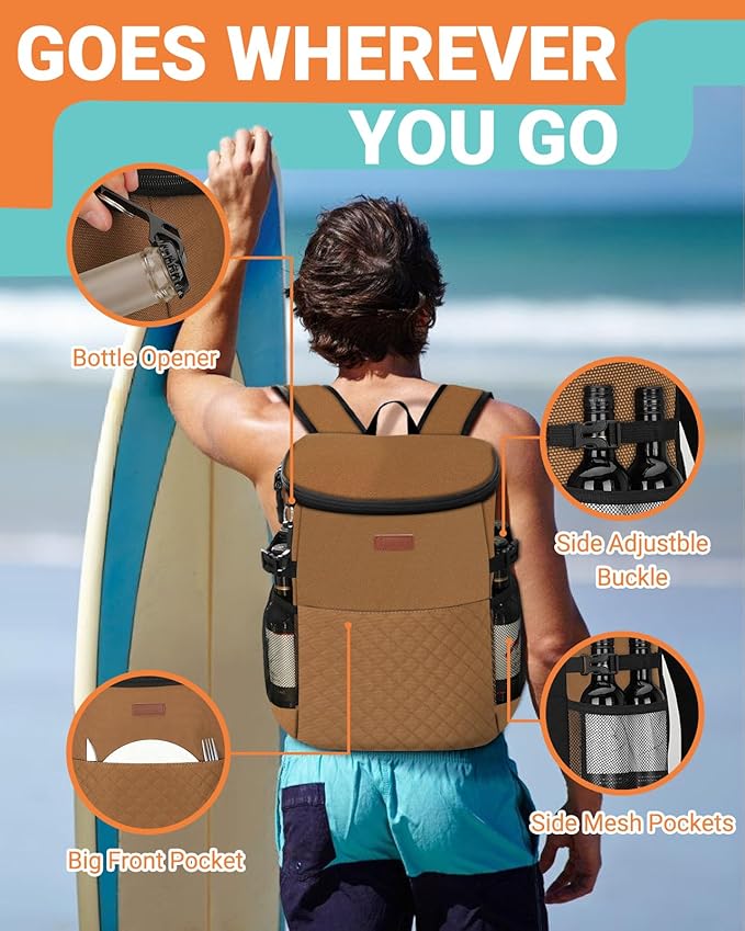 Soft Cooler Backpack 30 Cans/45 Cans, Backpack Coolers Insulated Leak Proof Thermal Lunch Backpack for Men Work Small Cooler Bag Beach Travel Picnic Drink Beverage Beer