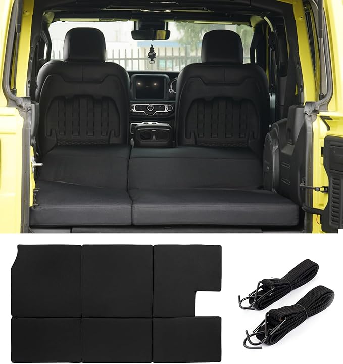 Xprite Upgraded 3" Thick Premium Foam Mattress, Foldable Trunk Sleeping Platform Compatible with 2018-2025 Jeep Wrangler JL 4 Door, Portable Camping & Overlanding Bed