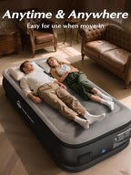 Twin Air Mattress with Built in Pump, 18" Upgraded One-Touch Inflatable Airbed for Home, Camping Guests, Portable Blow Up Mattress, 440lbs Capacity