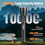 WdtPro Rechargeable LED Flashlights High Lumens, Super Bright 90000LM Rechargeable Flashlight with LCD Display, 5 Modes & Waterproof Powerful 10000mAh Handheld Flashlight for Camping Emergency