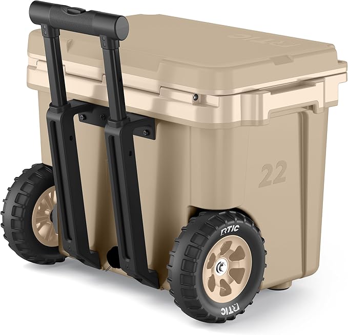 RTIC 22 QT Ultra-Light Wheeled Cooler with Handle, Hard Insulated Portable Ice Chest Box for Beach, Drink, Beverage, Camping, Picnic, Fishing, Boat, Barbecue
