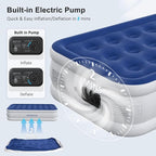 Twin Air Mattress with Built-in Pump, 18" Raised Inflatable Bed Blow Up Mattress, Comfort Portable Air Bed for Camping, Home Guests, Travel 550 lbs Max