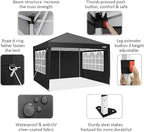 COBIZI 10x10 Pop up Canopy Tent Protable Canopy Tent with 4 Sidewalls Waterproof Commercial Instant Shelter for Parties, Wedding, Courtyard with Carry Bag(10x10FT with 4 Sides, Black)
