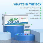 Redodo 24V 200Ah LiFePO4 Battery with 200A BMS for Group 8D Lithium Battery, Max. 5120Wh Energy, 4000-15000 Deep Cycles & 10-Year Lifetime, Solar System Back-up Power, RV, Trolling Motor etc