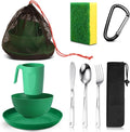 Scout Camping Mess Kit for Person Boy Scout Dishes Set Girl Scout Mess Kit with Mesh Bag Reusable Light Weight Eating Utensils Plastic Camping Cutlery Set for Travel Camp