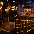 Solar Rope String Lights Outdoor 72Ft 200 Led Waterproof Solar Powered Fairy Lights with 8 Lighting Modes, Copper Wire PVC Tube Lights for Garden Wedding Christmas Party DIY Decor(Warm White, 1 Pack)