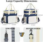LOKASS Lunch Box for Women/Men-16L-Insulated Lunch Bag, Expandable Double-layer Leakproof Cooler Bag with Upgrade Adjustable Shoulder Strap Ideal for Work/Travel/Picnics（Dark Blue）