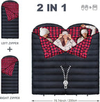 0 Degree Sleeping Bag 100% Cotton Flannel XXL Cold Weather Winter Oversized Sleeping Bag for Adults Camping Zero Degree Big and Tall with Compression Sack