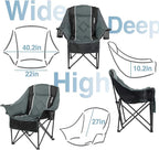 Oversized Camping Chair for Adults - Heavy Duty 400 lbs Padded Folding Chair with Wine Glass Holder, 2 Cup Holders & Side Pockets, Portable Carry Bag for RV, Tailgating, Lawn