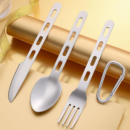 12-Piece Silverware,Service for 4，Serving Set,Camping Utensils，430 Camping Stainless Steel Cutlery Set，Camping Outdoor Knife,Easy to Carry Without Taking Up Space，Dishwasher Safe