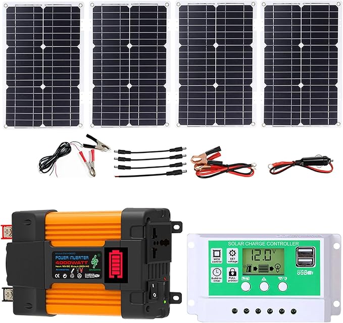 6000W Solar Inverter Kit with 100W Waterproof Foldable Panel & 50A Controller for RV, Camping & Off-Grid Power Solutions(4000w)