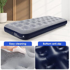 Camping Air Mattress Inflatable Air Bed Flocked Surface Travel Bed Sleeping Pad Air Bed for Outdoor Camping Tent Guest Travelling（Navy Blue,2 PCS）