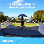 Golabs 3 Person Camping Tent w/ 9.5x8.5 ft Canopy, 3-Minute Setup by Pre-Attached Pole, PU1500mm Waterproof, 4 Side Mesh Tent Top & Door & Ventilation, Portable Family Tent w/Carry Bag & Pocket & Hook