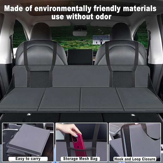 Car Rear Seat Mattress Extension Plate, Portable Mattress for Sleeping, Foldable Back Seat Extender, Increase Travel Trunk Space and Car Bed Camping Space for SUV/Model Y/3