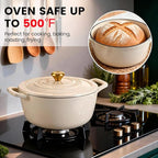 Enameled Cast Iron Dutch Oven with Lid – 5QT Heavy-Duty Pot, Oven Safe up to 500°F, Dual Handles, Ideal for Sourdough Bread Baking, Stews, Roasting, Braising – All Cooktops, Durable & Versatile Cookware (Ivory)
