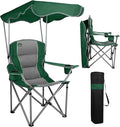 Northroad Folding Camping Chairs with Canopy Shade, Beach Chair w/Cup Holders, Armrests & Carry Bag for Outdoors Travel Sports Fishing, Green