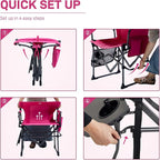 EVER ADVANCED Camping Directors' Chair with Side Table, Portable Folding with Compact Size, Heavy Duty Lawn Chair with Pocket for Camping, Lawn, Sports and Fishing, 400lbs, Pink