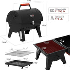 Royal Gourmet CC1619 Portable Tabletop Charcoal Grill, Convertible Lid-to-Grill Zone, Outdoor Compact Barrel BBQ Grill with 217 Sq. In. Grilling Space for Backyard, Patio and Parties, Black