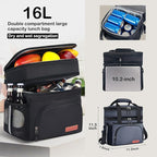 Tactical Lunch Box for Men & Women – Expandable 16L Double Deck Insulated Cooler Bag for Work, Construction & 12-Hour Shifts – Heavy Duty Leakproof Large Meal Prep Tote with Shoulder Strap