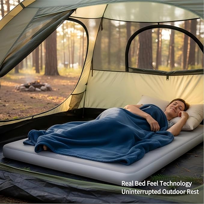 Freein 4" Drop Stitch Camping Air Mattress, Ultralight Inflatable Sleeping Pad with 7 PSI Firm Support, Fast 2–3 Min Inflation, Portable Backpacking & Tent Camping Bed, 76" x 26"