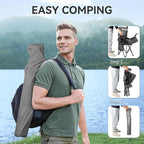 Nazhura 2 Pack Outdoor Camping Chairs Folding/Foldable/Portable with Cooler Pouch, Mesh Backrest and Cup Holder Pocket(Grey, 2 Pack)