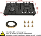 FVBADE 24inch 4 Burners Gas Cooktop Stainless Steel Built-in Gas Stove with NG/LPG Convertible Dual Fuel with Thermocouple Protection for Kitchen，Outdoor, Camping, RV