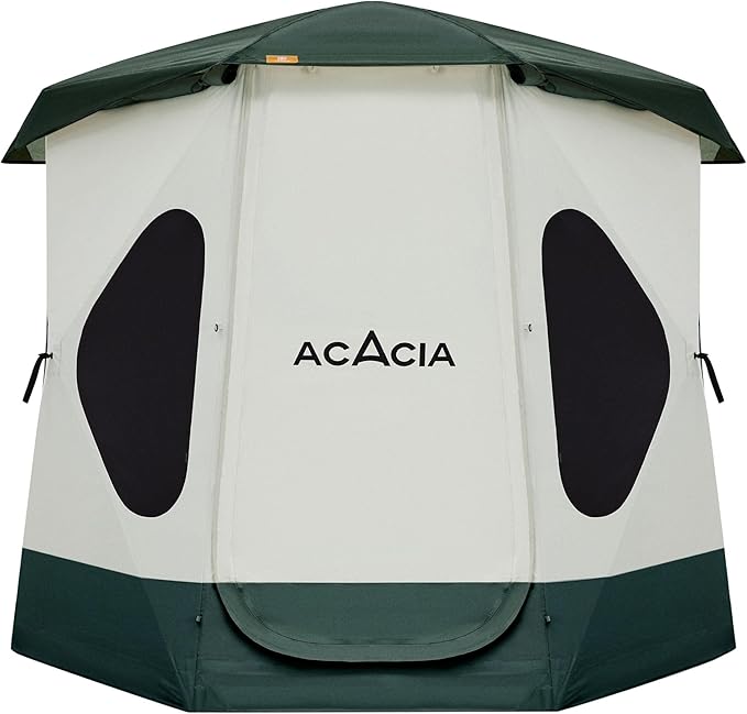 Acacia Camping Tent, Pop Up Camping Tent with 8 Windows and Footprint, Waterproof Windproof Easy Setup Hub Tent for Family Camping, Hiking and Glamping