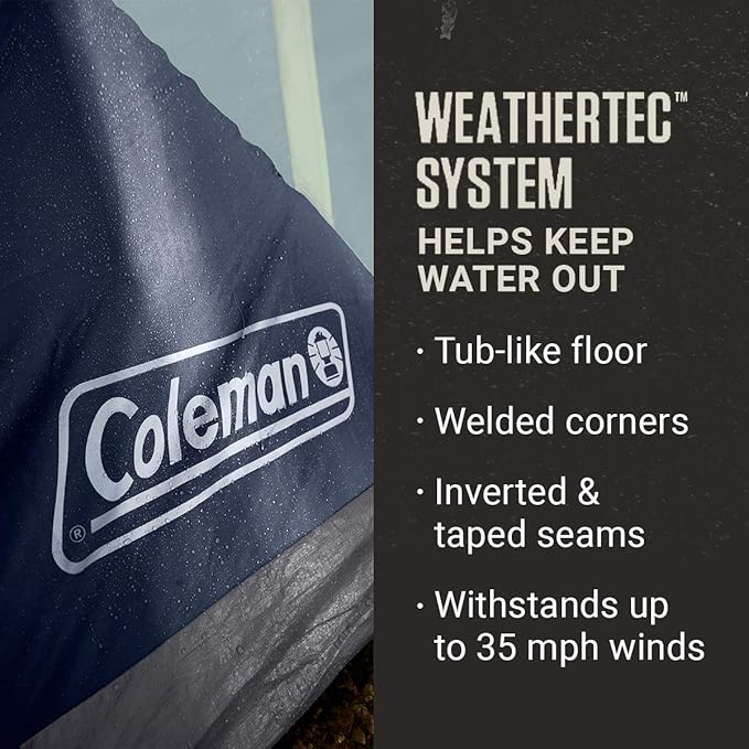 Coleman Skydome XL Large Family Tent with 5 Minute Setup, Weatherproof 8/12 Person Tent with Rainfly & Carry Bag, Fits Multiple Queen Airbeds, Made of PFAS-Free Materials