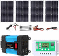 100W Solar Panel Kit with 4000W/6000W DC 12V to AC 220V/110V Inverter and 50A Controller, Complete Solar System for Home and Outdoor Power Generation(500W,12v-110v)
