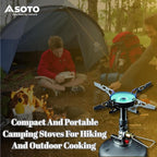 SOTO WindMaster Canister Stove with 4Flex for Windy Weather - Lightweight and Durable Backpacking Camp Stove, Compact Portable Camping Stoves for Hiking and Outdoor Cooking - Canister Not Included